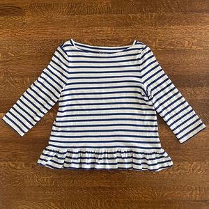 KATE SPADE Brooke Street Striped Ruffle Top Size L
